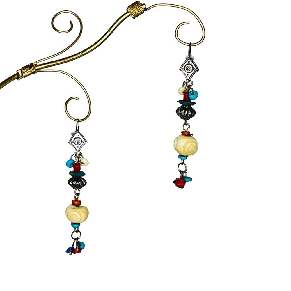Multi-Beaded Linear Dangle Earrings - image 1